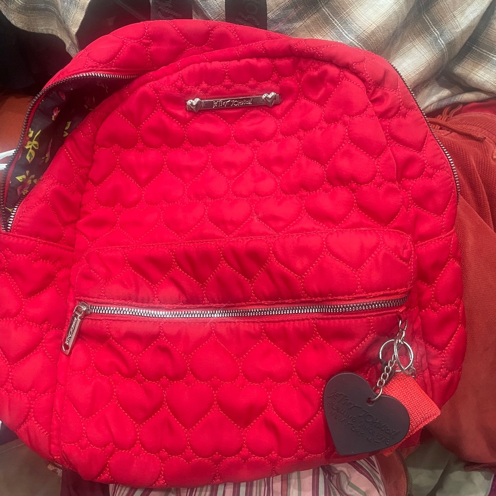 Betsey Johnson Red Heart Backpack Purse Bag